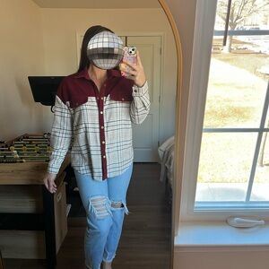 Burgundy and Plaid shacket